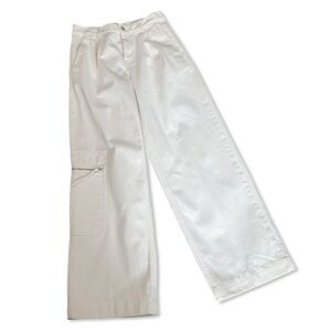 Mango white denim cargo trousers